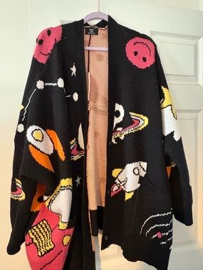Dressed in Lala Outerspace Cardigan- Oversized